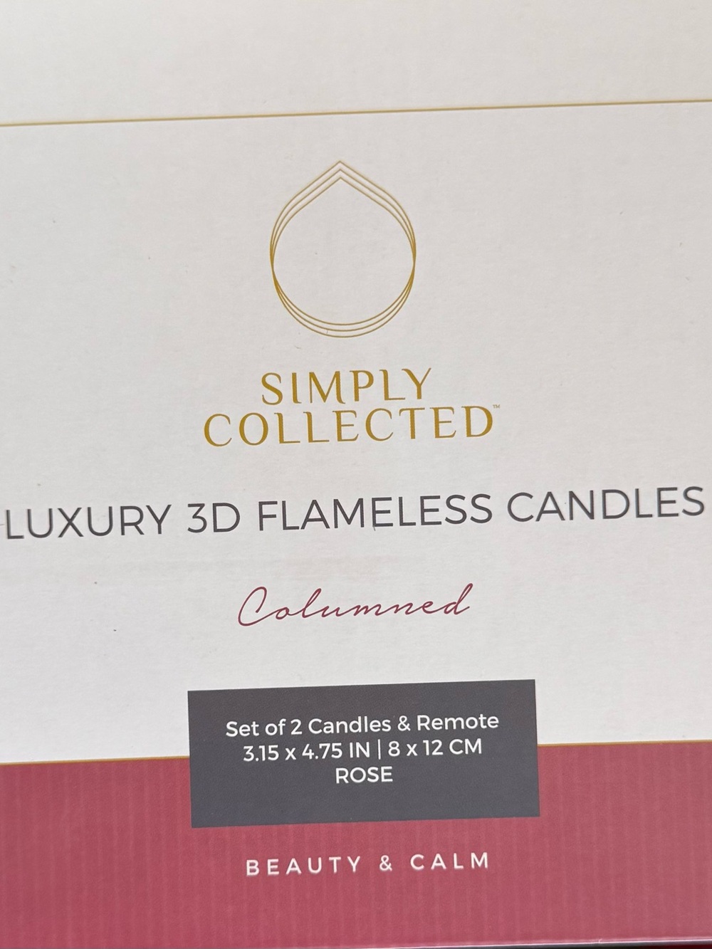 Rose Luxury 3D Flameless Columned Candles - Set of 2